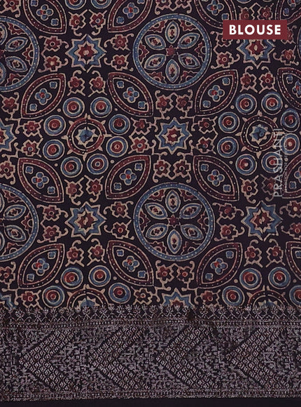 Chiniya silk saree wine shade and deep jamun with plain body and woven border