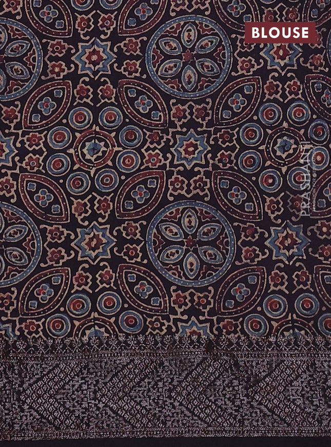 Chiniya silk saree wine shade and deep jamun with plain body and woven border