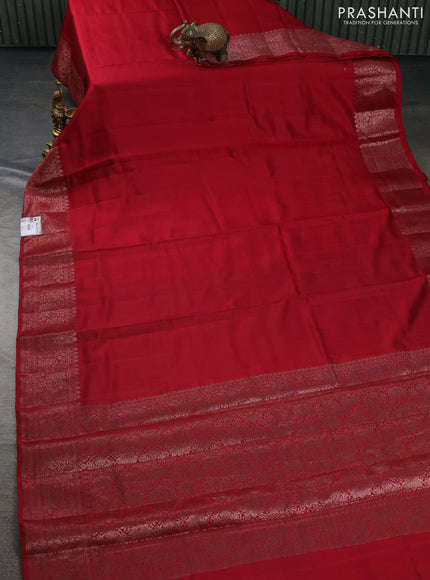 Chiniya silk saree maroon and deep jamun with plain body and woven border
