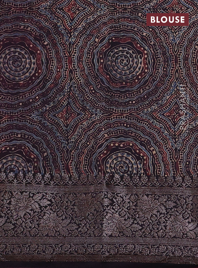 Chiniya silk saree pink and deep jamun with plain body and woven border