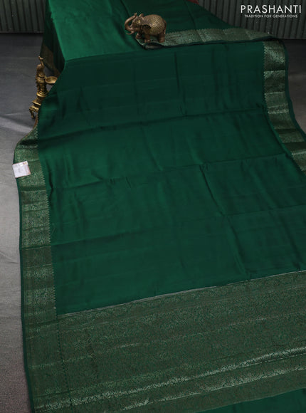 Chiniya silk saree green and maroon with plain body and woven border