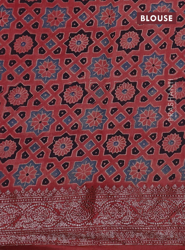 Chiniya silk saree dark mustard and maroon with plain body and woven border