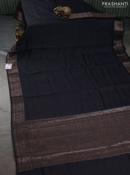 Chiniya silk saree black and maroon with plain body and woven border