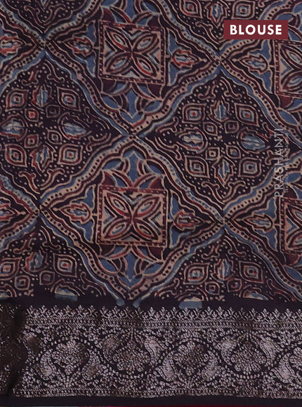 Chiniya silk saree pink and deep jamun with plain body and woven border