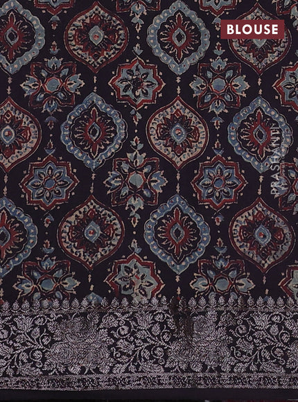 Chiniya silk saree pink and deep brown with plain body and woven border