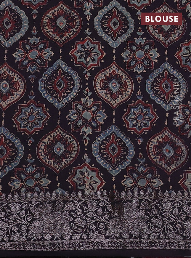 Chiniya silk saree pink and deep brown with plain body and woven border