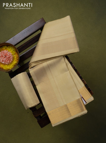 9x5 Pure silk dhoti and matching shirt bit gold with zari woven border