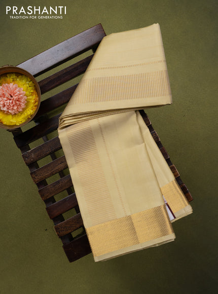 9x5 Pure silk dhoti and matching shirt bit gold with zari woven border