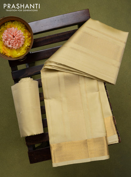 9x5 Pure silk dhoti and matching shirt bit gold with zari woven border