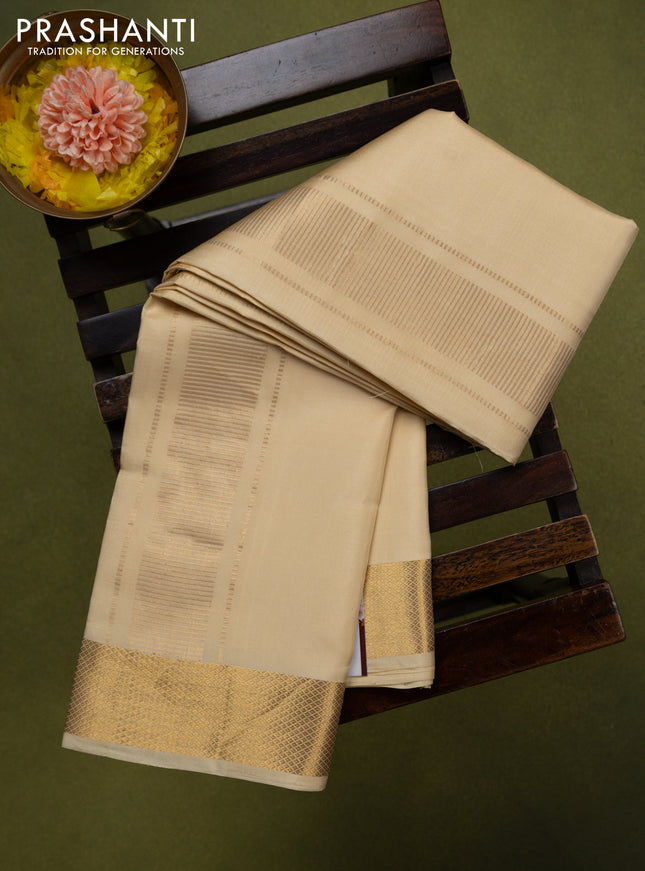 9x5 Pure silk dhoti and matching shirt bit gold with zari woven border