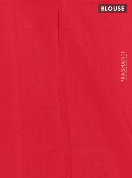 Ikat cotton saree grey and red with allover ikat butta weaves and simple border