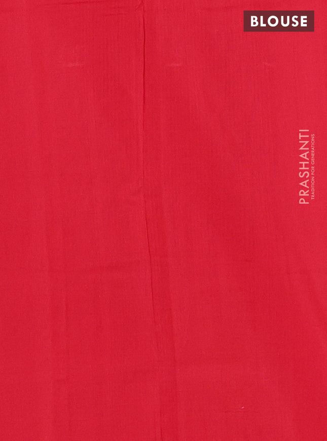 Ikat cotton saree grey and red with allover ikat butta weaves and simple border