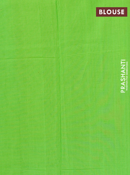 Ikat cotton saree black and parrot green with allover ikat butta weaves and simple border