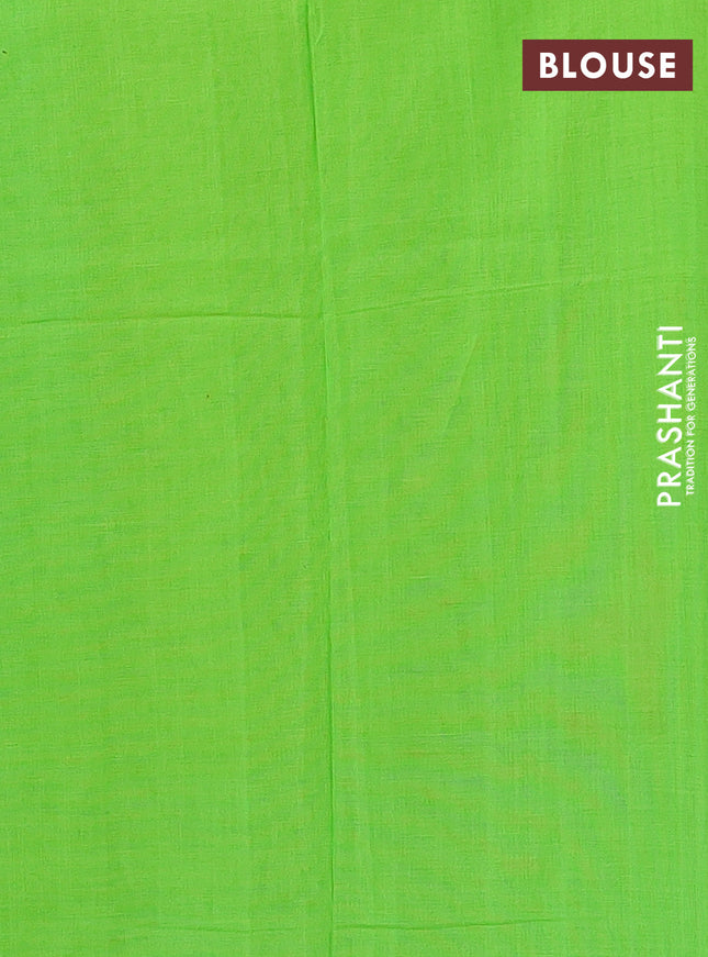 Ikat cotton saree black and parrot green with allover ikat butta weaves and simple border