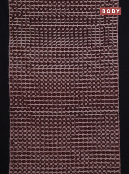 Ikat cotton saree brown and black with allover ikat weaves and simple border