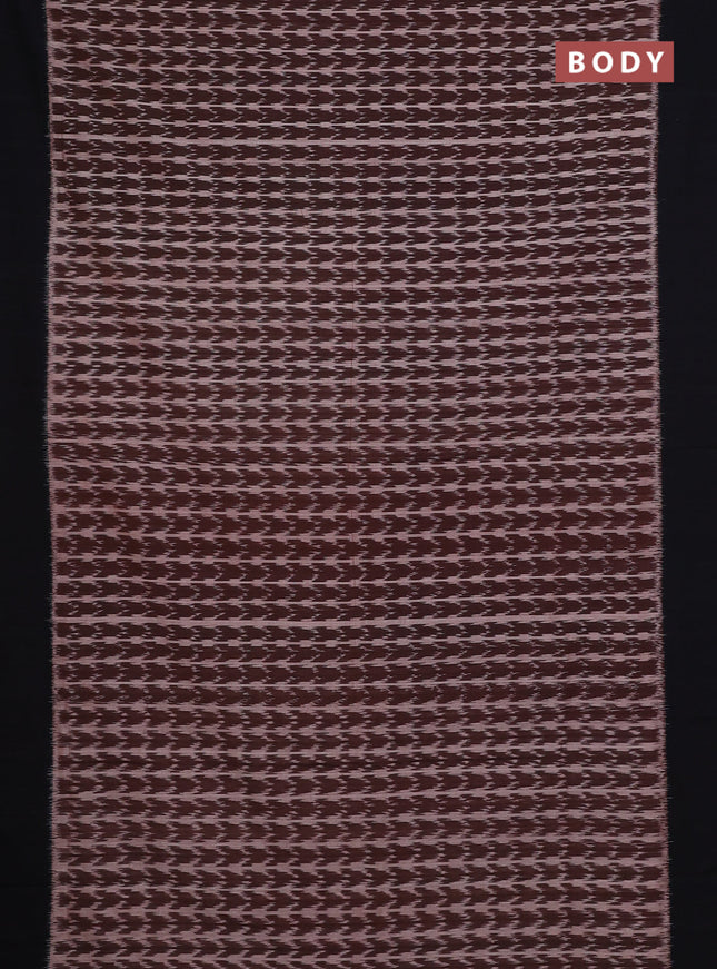 Ikat cotton saree brown and black with allover ikat weaves and simple border