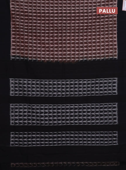 Ikat cotton saree brown and black with allover ikat weaves and simple border