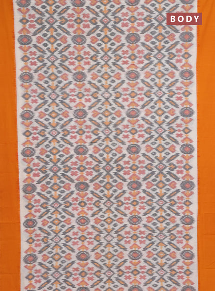 Ikat cotton saree cream and dark mustard with allover ikat weaves and simple border