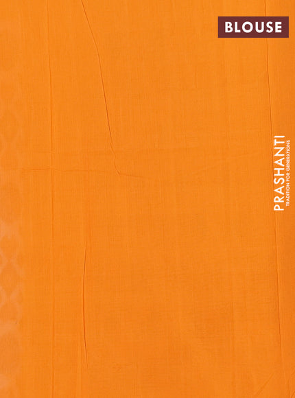 Ikat cotton saree cream and dark mustard with allover ikat weaves and simple border