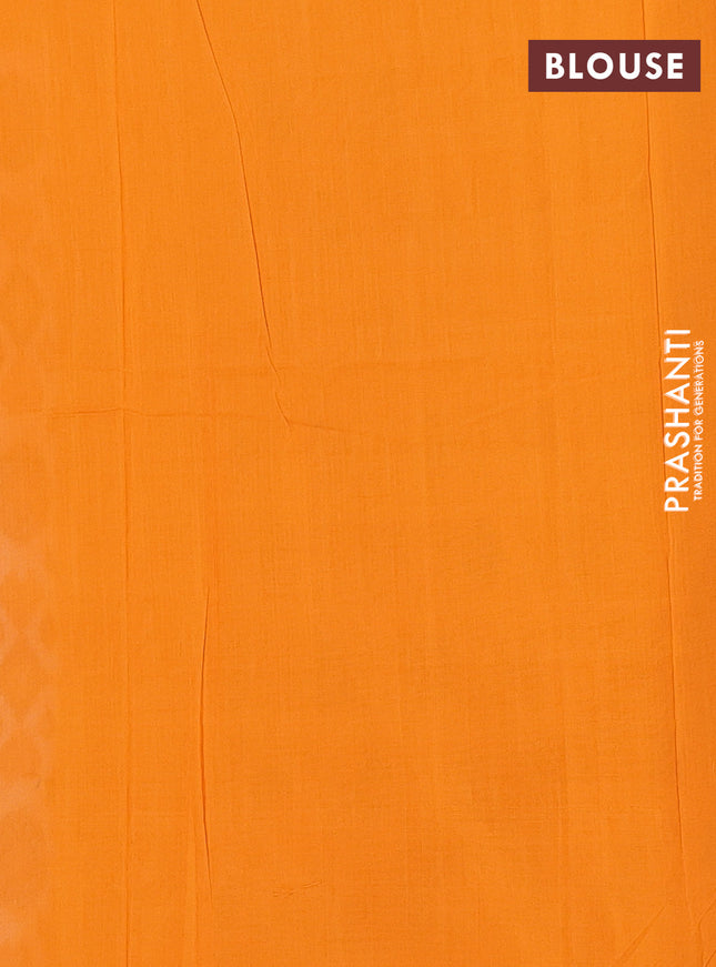 Ikat cotton saree cream and dark mustard with allover ikat weaves and simple border