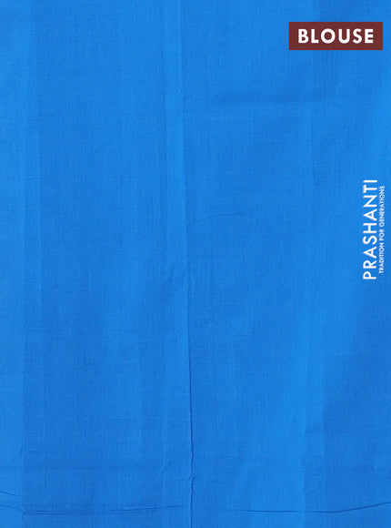 Ikat cotton saree off white and cs blue with allover ikat weaves and simple border