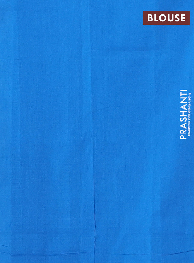 Ikat cotton saree off white and cs blue with allover ikat weaves and simple border