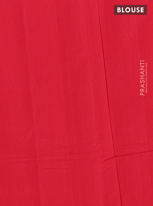 Ikat cotton saree cream and red with allover ikat weaves and simple border