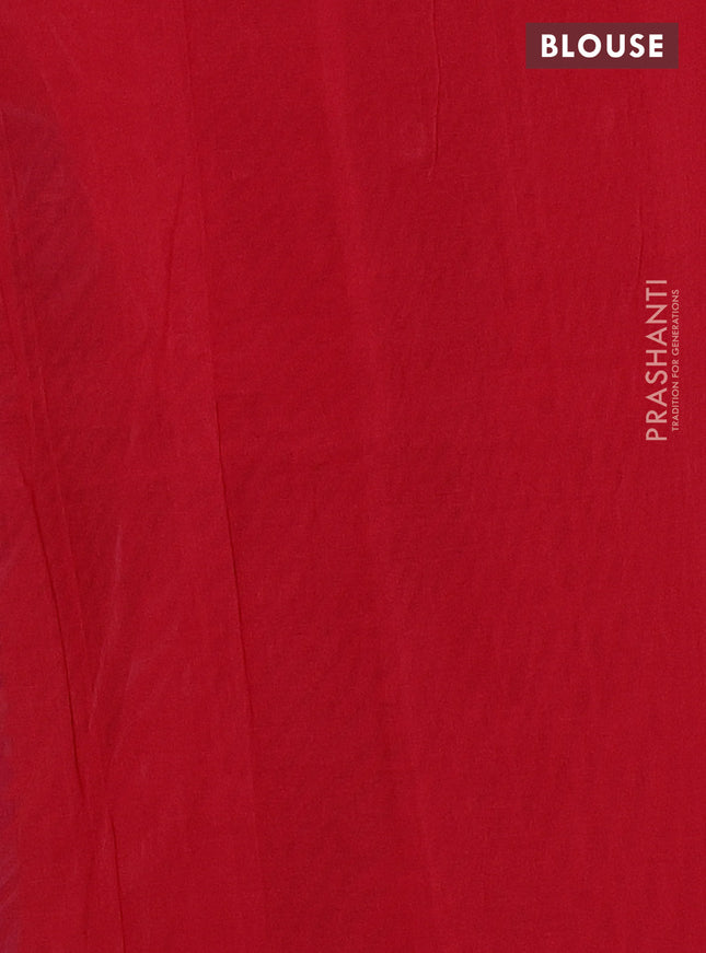 Ikat cotton saree peacock blue and red with allover ikat weaves and simple border