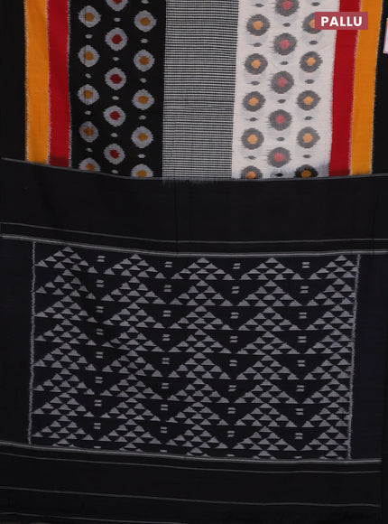 Ikat cotton saree black and multi colour with allover ikat weaves and simple border