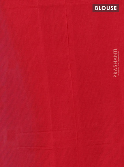 Ikat cotton saree light blue and red with allover ikat weaves and simple border