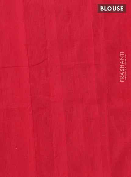 Ikat cotton saree blue and red with allover ikat weaves and simple border