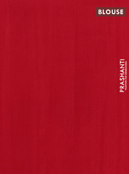 Ikat cotton saree peacock blue and off white kumkum red with allover ikat weaves and simple border