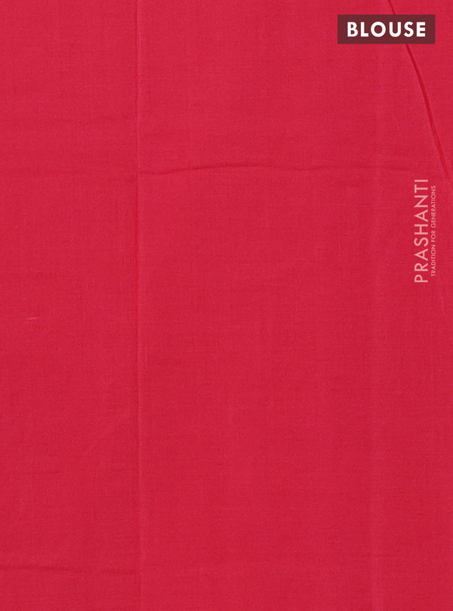 Ikat cotton saree peacock green and red with allover ikat weaves and simple border