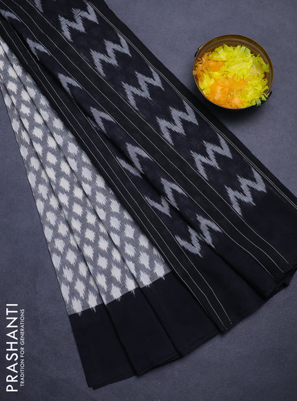 Ikat cotton saree grey with allover ikat weaves and ganga jamuna border