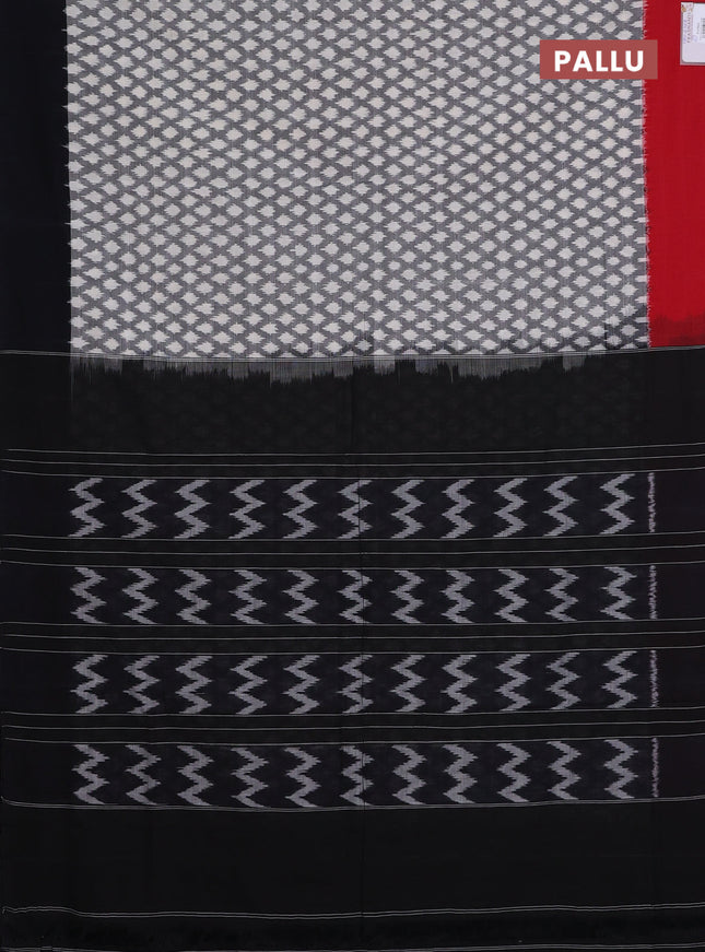 Ikat cotton saree grey with allover ikat weaves and ganga jamuna border