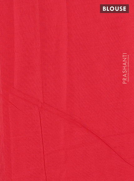 Ikat cotton saree grey and red with plain body and long ikat woven border