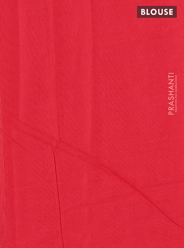 Ikat cotton saree grey and red with plain body and long ikat woven border