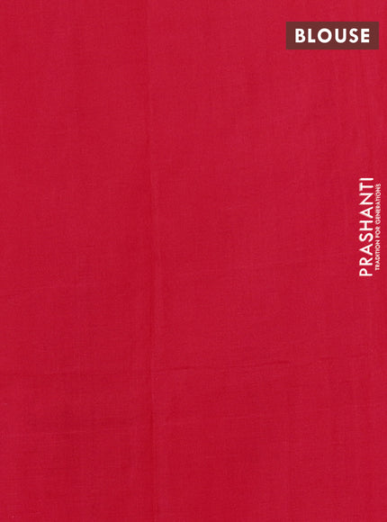 Ikat cotton saree peacock blue and red with plain body and long ikat woven border