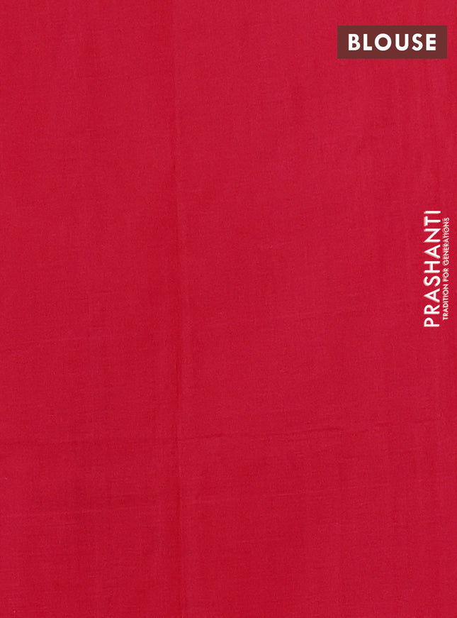 Ikat cotton saree peacock blue and red with plain body and long ikat woven border