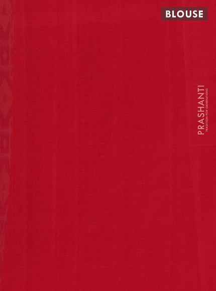 Ikat cotton saree blue and red with allover ikat weaves and simple border