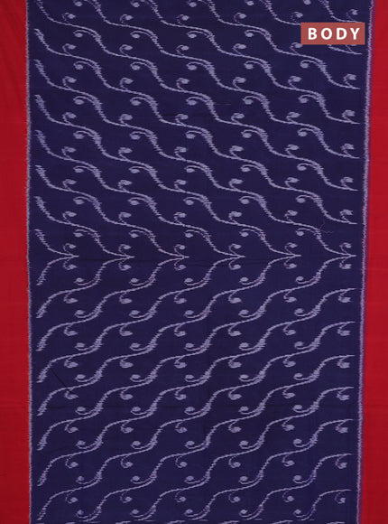 Ikat cotton saree blue and red with allover ikat weaves and simple border
