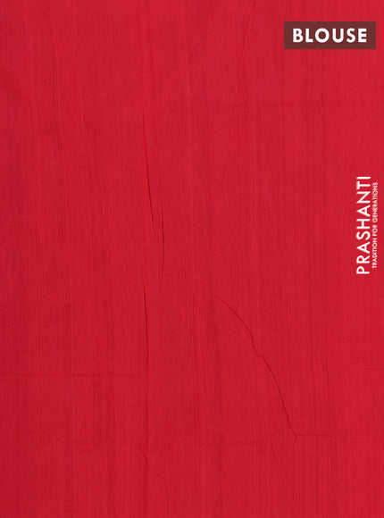 Ikat cotton saree blue and red with allover ikat weaves and simple border