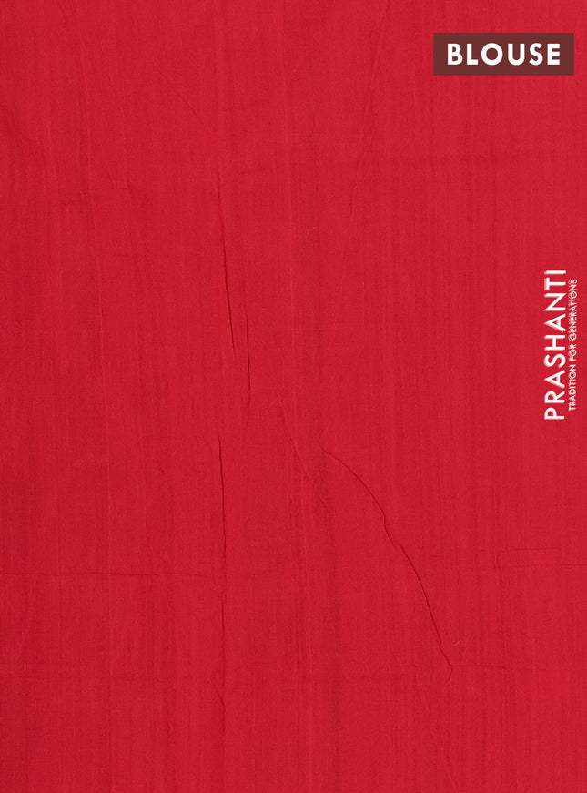 Ikat cotton saree blue and red with allover ikat weaves and simple border