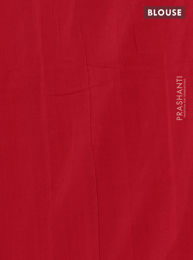 Ikat cotton saree peacock blue and red with allover ikat weaves and long ikat woven border