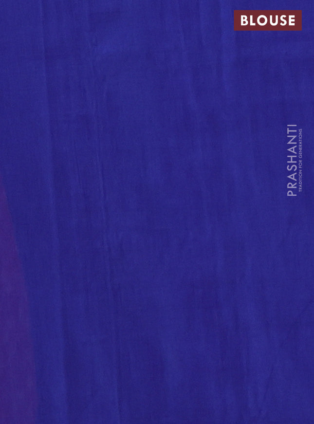 Ikat cotton saree red and blue with allover ikat weaves and simple border