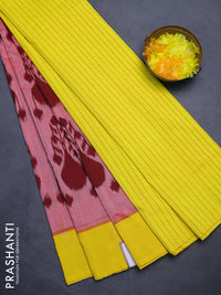Ikat cotton saree red shade and yellow with allover ikat weaves and simple border
