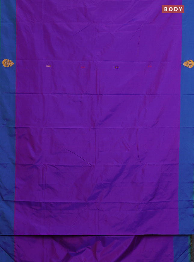 Arani semi silk saree purple and red with thread woven buttas and thread woven butta border