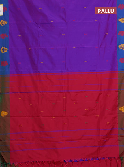Arani semi silk saree purple and red with thread woven buttas and thread woven butta border