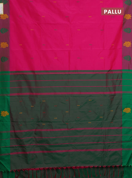 Arani semi silk saree pink and green with thread woven buttas and thread woven butta border