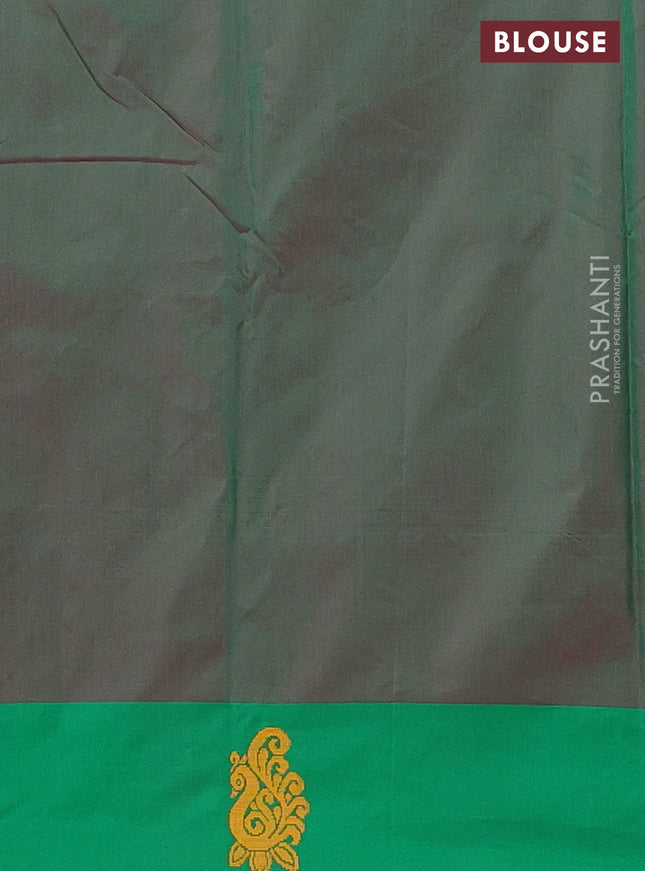 Arani semi silk saree pink and green with thread woven buttas and thread woven butta border